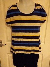 South -  Striped Crew Neck Cold Shoulder T Shirt Size 10 Pre Owned