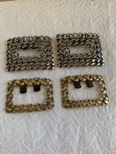 Ladies Vintage Shoe Clips Silver Braided  Brushed Gold Criss Cross Designs