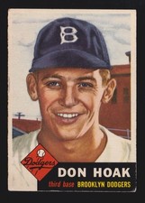 DON HOAK dodgers 1953 TOPPS #176 VG-EX OR VG NO CREASES