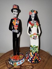 Día de los Muertos Catrina Boda Pareja 12” Novia y Novio Estatuillas Arte Hecho a Mano