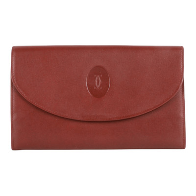 Must De Cartier tri-fold kisslock long clutch wallet Bordeaux Leather