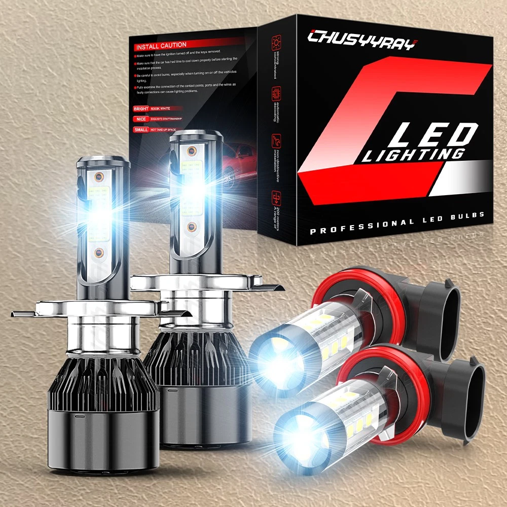 For Toyota Highlander 2008 2009 2010 LED Headlight + Fog Light Combo Bulbs Kit