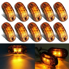 Set Of 10  Marker Lights 2.5" LED Truck Trailer Oval Clearance Side Lamp Amber