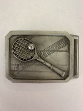 Vintage Tennis Belt Buckle Metal BHS Solid Pewter