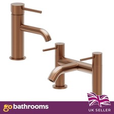 Bronze Basin Bath Tap Set Lever Handle Bathroom Tap Anti Scald Faucet Set