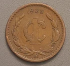 1928 Mo Mexico 1 Centavo Coin - Bronze - Mexican Golden Eagle Crest