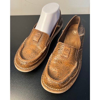 Ariat, Brown Floral Embossed Slip on Loafer Shoe Size 9B | eBay display picture 2