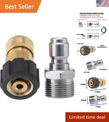 #ad High Quality Brass Pressure Washer Adapter M22 14mm to 3 8 Inch Quick Connect $20.46