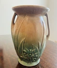 VINTAGE McCoy Pottery 1930s Matte Green Brown Floral Ceramic Vase