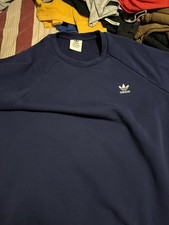 Adidas Originals Adicolor Essential Crewneck Sweatshirt Mens Size L Navy Blue