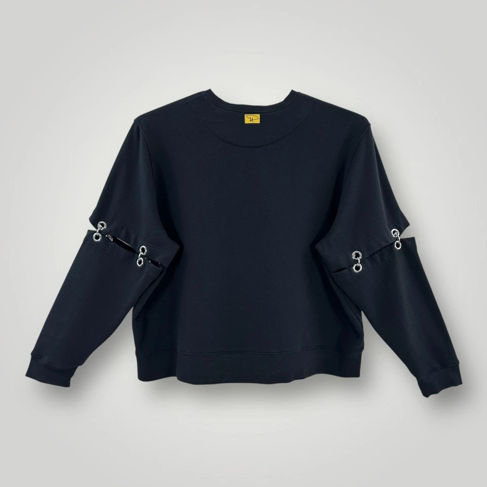 Sudadera Debbie Harry X Wildfang para mujer 3X negra manga anillada recortada Foto 3 de 4