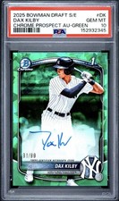 2025 Dax Kilby Bowman Draft Chrome Green Sapphire Auto 91/99 PSA 10 GEM POP 10