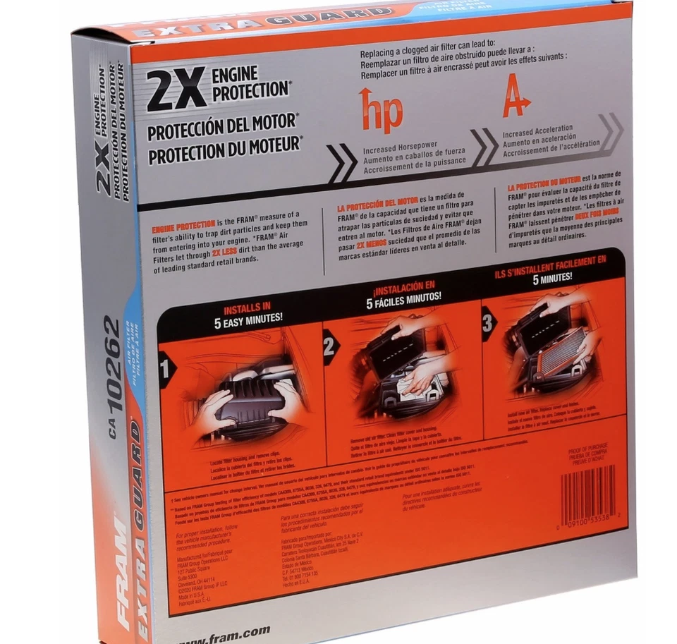 FRAM CA10262 Extra Guard Flexible Panel Engine Air Filter OEM Replacement Ford Foto 4 de 4