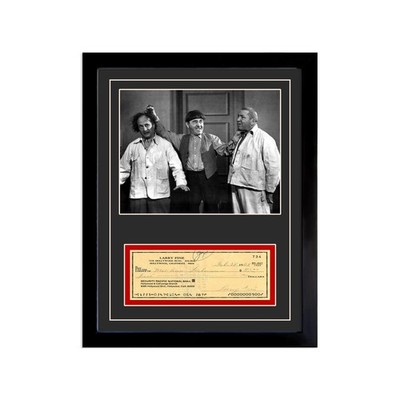 Larry Fine Signed Cancelled Check Framed Display