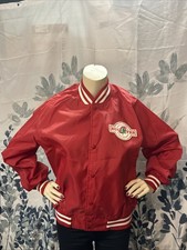 Chalk Line Full Snap Windbreaker Ohio State Buckeyes Red Vintage Jacket Men's L