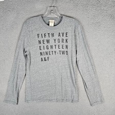 Abercrombie  Fitch T-Shirt Men Medium Gray New York Long Sleeve Muscle Fit