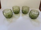 Vintage Anchor Hocking Lido Milano 8oz Avocado Green Roly Poly Glasses Set of 4