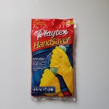 Vintage Playtex HandSaver Gloves 2005 Yellow Reusable Cleaning Size X-Large NOS