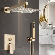 8 Inch Rainfall Shower Faucet System with Handheld Head Combo Set w/ Mixer Valve