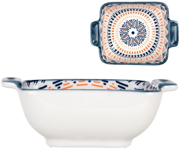 Clayre & Eef 6CEBO0185 Schale Weiß Blau Keramik 11X8X4 Cm 75 Ml-image