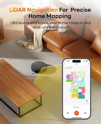 7KPa UR3 Saugroboter LiDAR Karte selbstentleerender Wischmopp App Tierhaare Boden UK