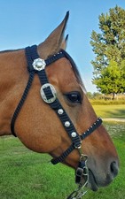 WOW  Stunning Hand Braided Bridle with Conchos Horse Tack, BLACK   New 