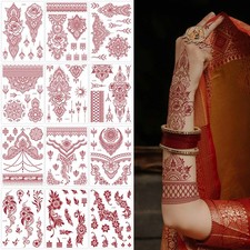 Set of 12 Sheets Tattoo Stickers Brown Henna Lace Waterproof Temporary Tattoo  