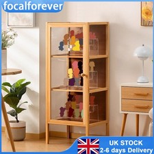 New Bamboo Storage Cabinet Bookcase Figurine Ornament Display Case UK