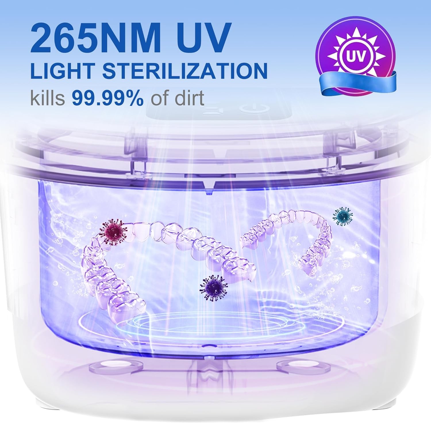 Ultrasonic Retainer Cleaner Machine - 45kHz for Dentures, Mouth Guards, Aligners