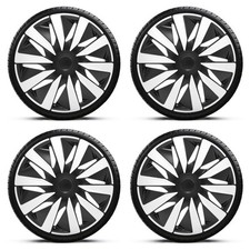 Wheel Trims 14" Black & Silver Lazio Hub Caps x4 Fits HYUNDAI I10