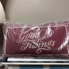 New Oversized Threshold Good Tidings Tapestry Pillow 24 in. x 14 in. Deep Red