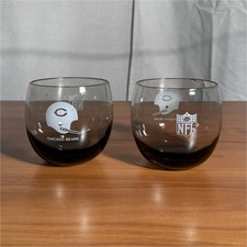 Vintage 1970s Chicago Bears NFL Football Glasses Set of 2 Barware Drinkware
