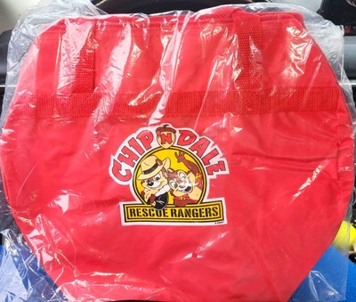 Chip  N Dale Rescue Rangers 14  Red Vinyl Zipper Duffle Bag Vintage Old Stock
