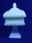 Vintage Westmoreland Milk Glass Wedding Box Covered Candy Dish UV Green Glow