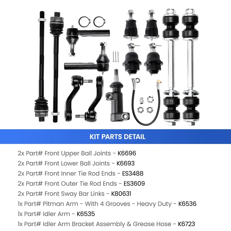 Front Ball Joint Pitman Arms Idler Arms Kit for GMC Sierra 2500 HD 3500 Classic - Image 3 of 4