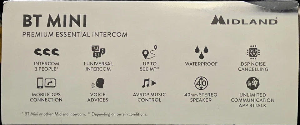Midland BT Mini Motorcycle Bluetooth Rider Helmet Intercom System 2 Pack IPX6 - Image 3 of 4