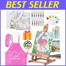 Portable Tabletop Easel Set with Acrylic Paints and Brushes