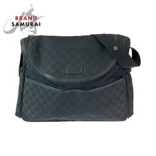 Gucci Shoulder Diaper Bag GG Canvas Black Crossbody Baby 123326