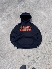Embroidered Harley Davidson Spell out Heavyweight Pull over Hoodie