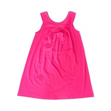 1960s Lorraine Pink Floral Embroidered Nightgown Chemise Slip Dress Womens Sz S