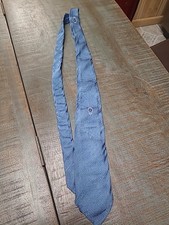 Vintage Art Deco 50s Or 60s Blue Silk Necktie With A Small Embroidered Circle