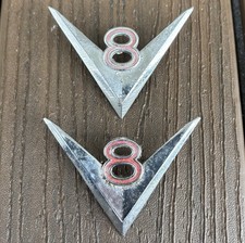 Ford V8 Emblems Vintage Oem 1962-1963 Fairlane Galaxie C20b-16237-d Set Of 2 Ford V8 Emblems Vintage Oem 1962-1963 Fairlane Galaxie C20b-16237-d Set Of 2