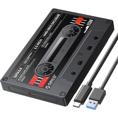 Externes Festplattengehäuse USB C SATA 3.0 für 2,5 Zoll HDD SSD bis 6 TB Schwarz