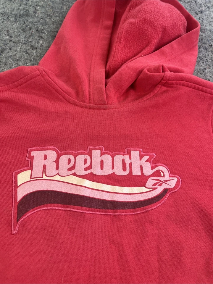 Sudadera con capucha vintage para mujer Reebok pequeña roja/rosa logotipo Y2K suéter sudadera Taiwán Foto 2 de 4