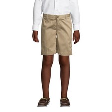 Lands' End Plain Front Uniform Chino Shorts Boys Khaki Size 14 Slim Pre-Owned