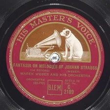 MAREK WEBER Fantasia On Melodies Of Johann Strauss HMV C 2189 EX 78rpm 12"
