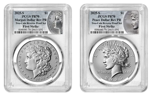 2025-S (PR70) Reverse Proof Morgan & Peace Silver Dollar (2 Coin Set) FS PCGS