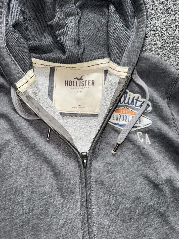 Womens Hollister Hoodie, Size Large, Grey, Full Zip, Lined, Long Sleeve - Image 3 of 4