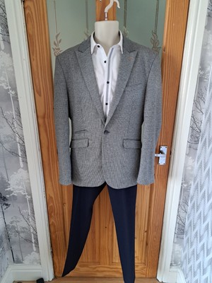 CAVANI MENS GREY SUIT JACKET BLAZER 40R TAYLOR WRIGHT BNWT BLUE TROUSERS 30R UK