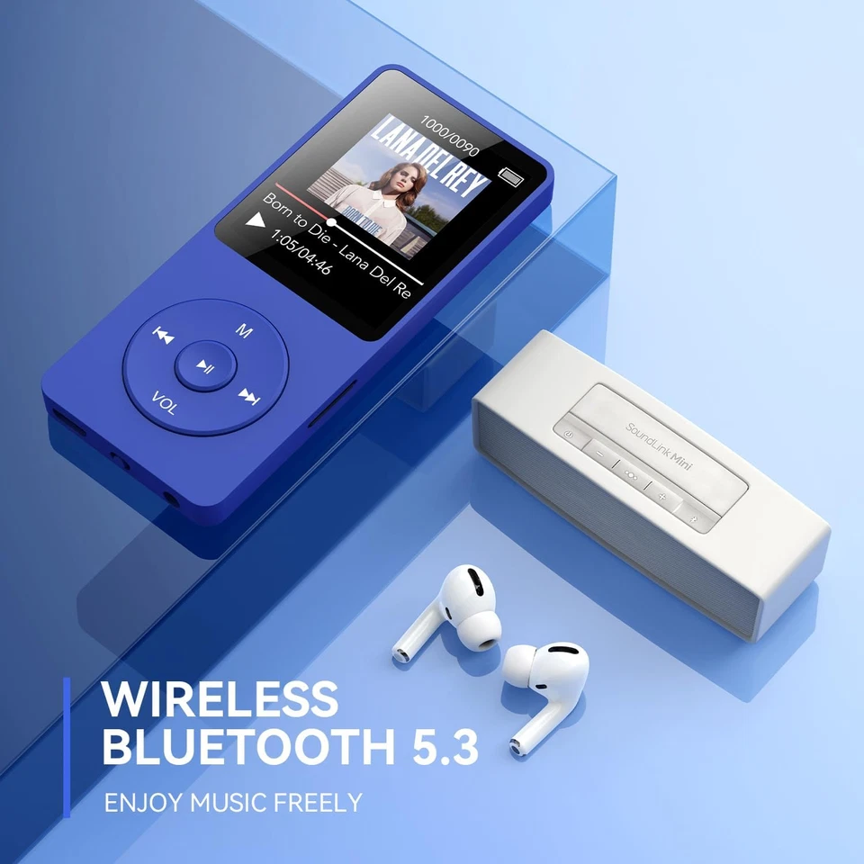 MP3 player AGPTEK A02 com Bluetooth 5.3, tela de 1.8 polegadas reprodutor de música portátil  - Imagem 2 de 4